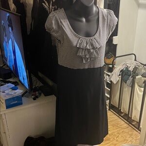 A. Byer Black and White Striped Midi Dress